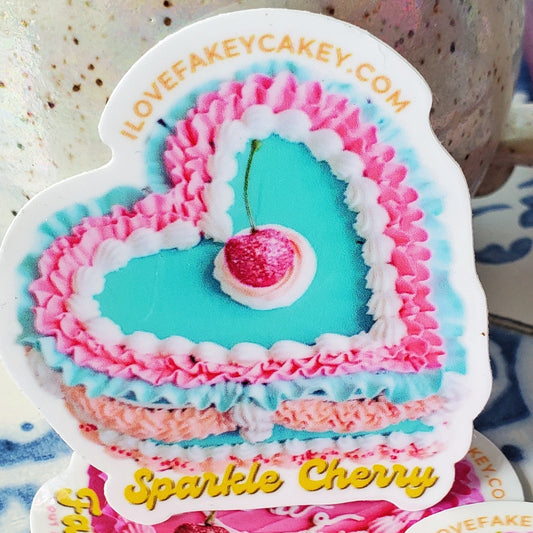 Buttercream Cake Sticker Sparkle Cherry 1