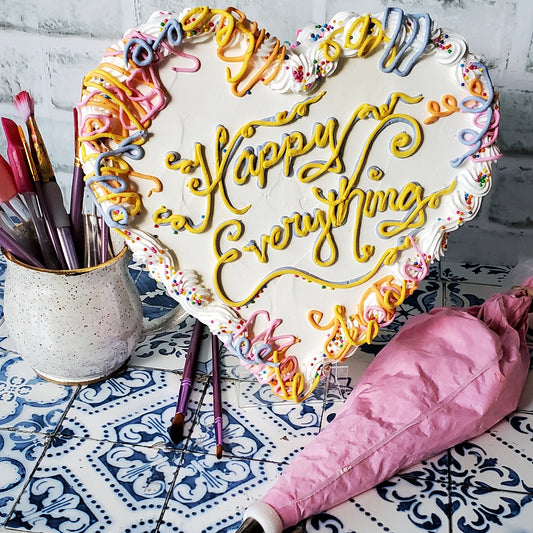 Happy Everything Buttercream Heart Cake Sculpture