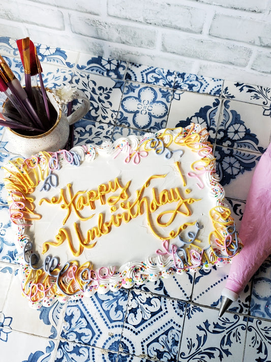Happy Unbirthday Buttercream Sheet Cake Sculpture
