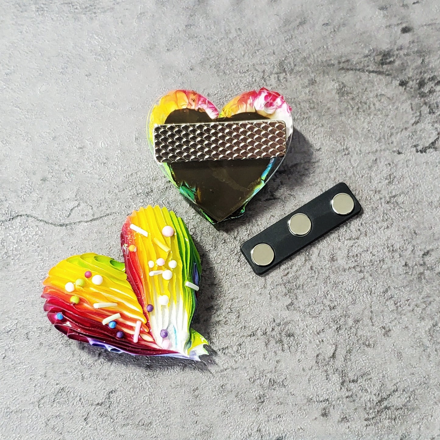 Buttercream Heart Sculpture Magnetic Rainbow