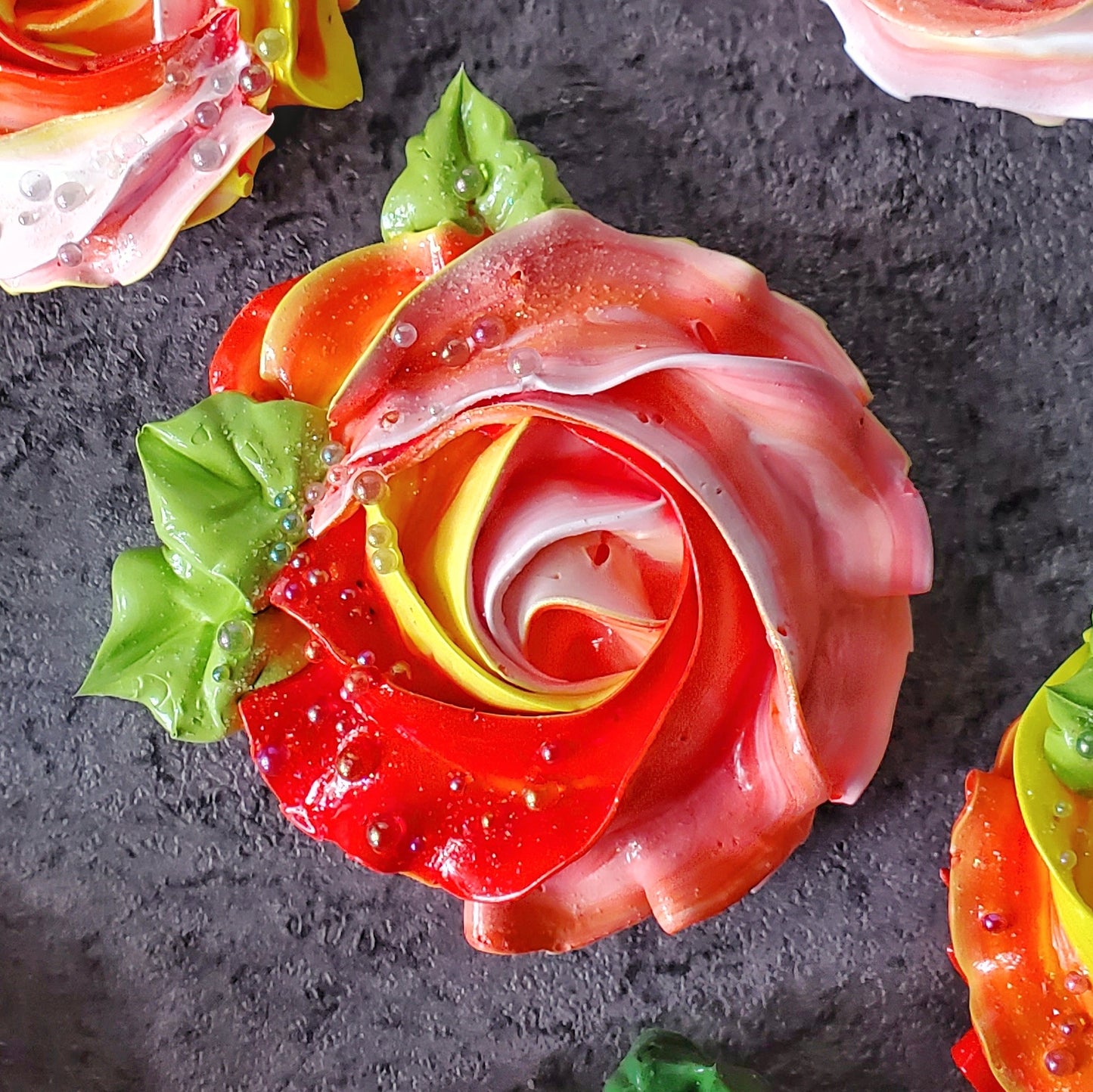 Rosette Icing Sculpture Magnetic Brooch Shades of Orange