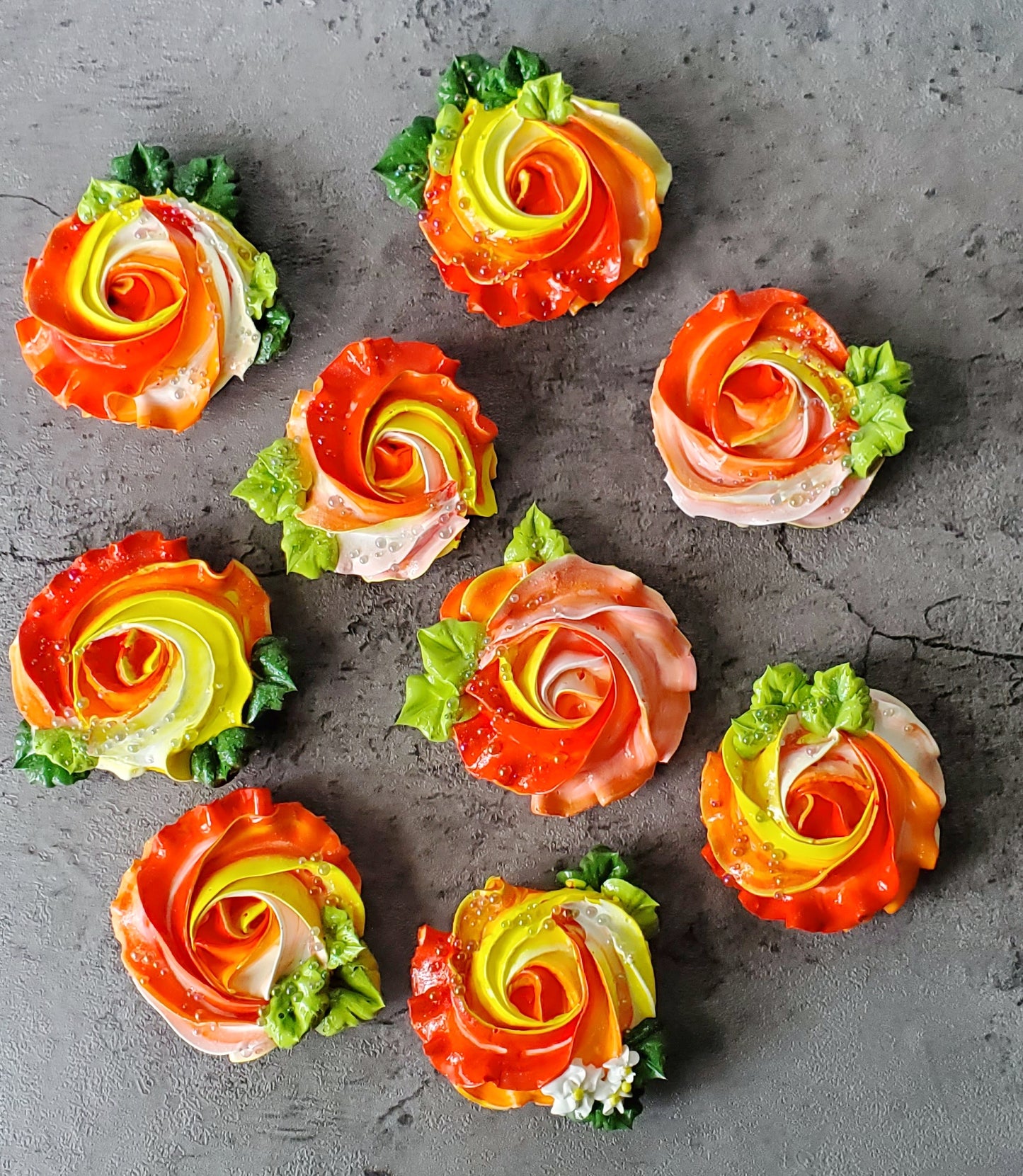 Rosette Icing Sculpture Magnetic Brooch Shades of Orange