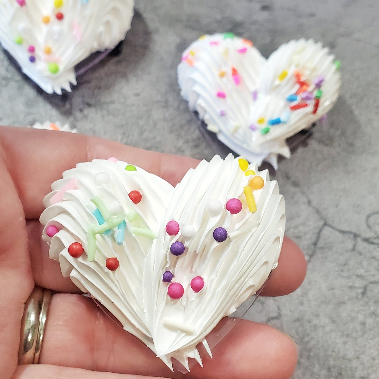 Buttercream Heart Sculpture Magnetic Brooch Birthday