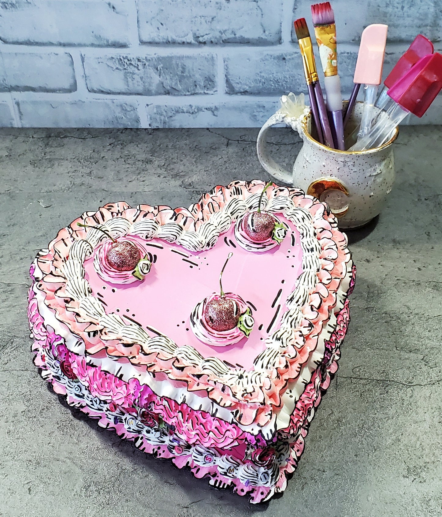 Buttercream Heart Cake Sculpture Pinks Sketchstyle